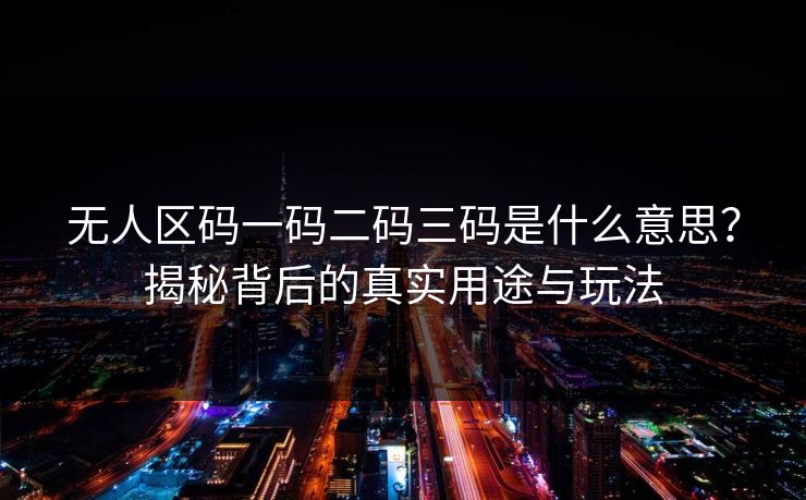 无人区码一码二码三码是什么意思？揭秘背后的真实用途与玩法