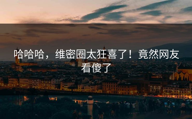 哈哈哈，维密圈太狂喜了！竟然网友看傻了