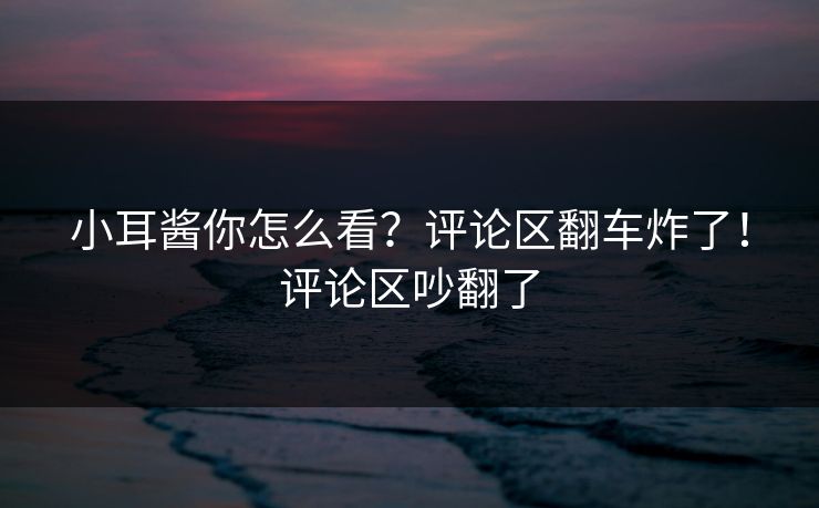 小耳酱你怎么看？评论区翻车炸了！评论区吵翻了