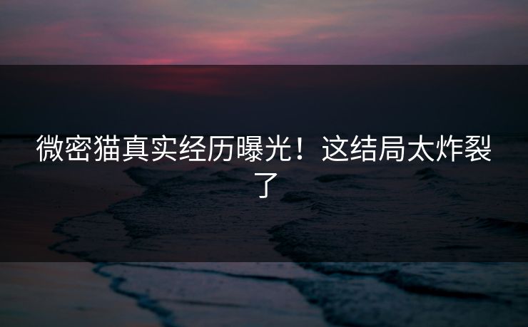 微密猫真实经历曝光！这结局太炸裂了