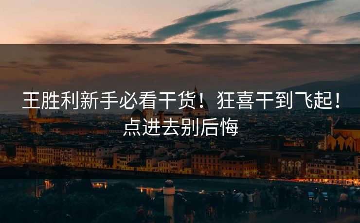 王胜利新手必看干货！狂喜干到飞起！点进去别后悔