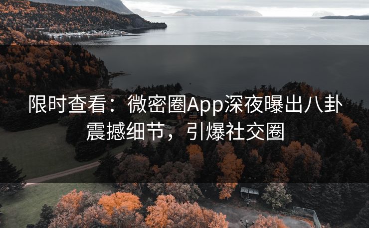 限时查看：微密圈App深夜曝出八卦震撼细节，引爆社交圈