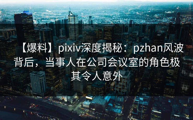 【爆料】pixiv深度揭秘：pzhan风波背后，当事人在公司会议室的角色极其令人意外