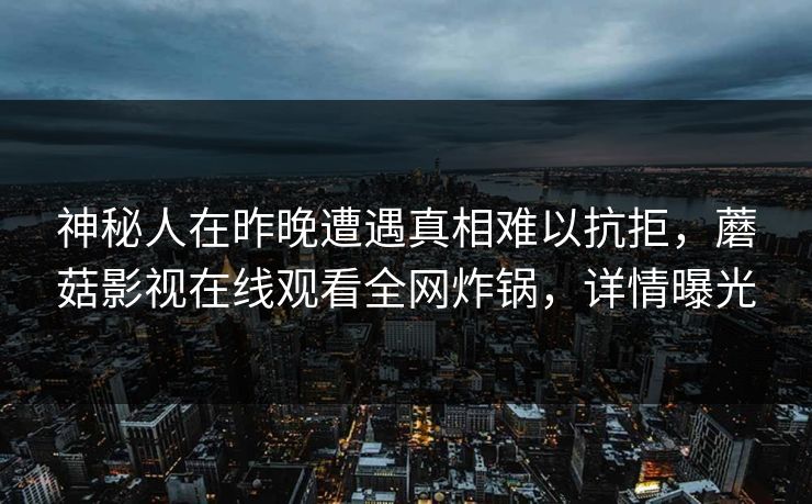 神秘人在昨晚遭遇真相难以抗拒，蘑菇影视在线观看全网炸锅，详情曝光