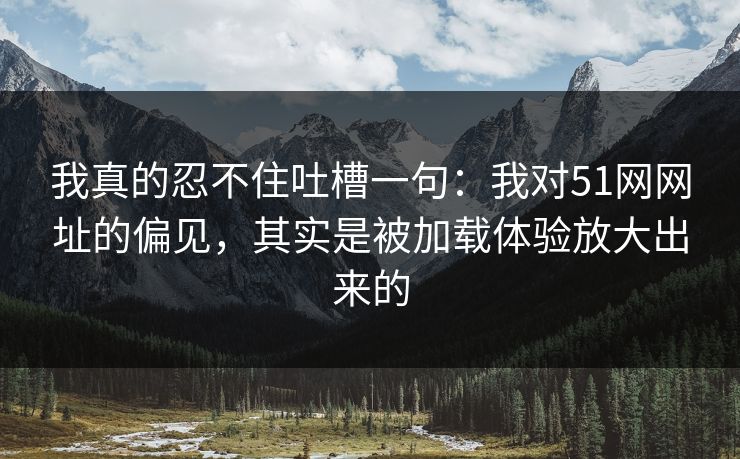我真的忍不住吐槽一句：我对51网网址的偏见，其实是被加载体验放大出来的